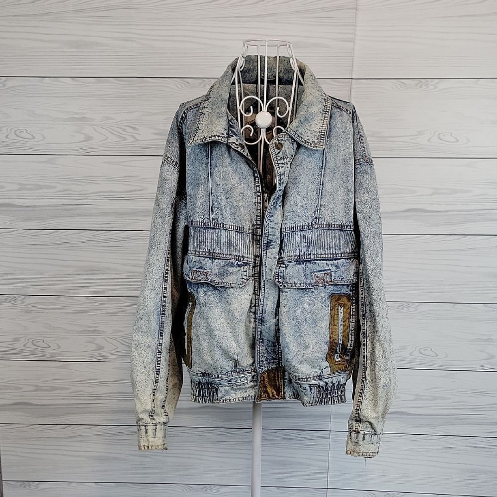Horizon Outerwear Vintage 80s Acid Washed Denim Jacket Mens Size L